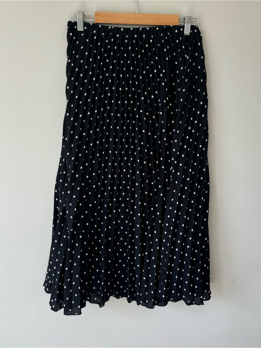 Anne Klein Black Midi Skirt with White Polka Dots